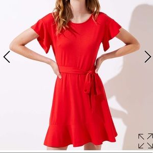 Loft Tie Waist Flounce Dress NWT Sz 4